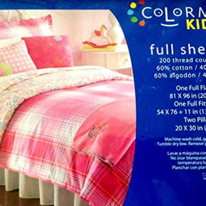 Sheet set 4 pc full size Colormate Kids new plaid